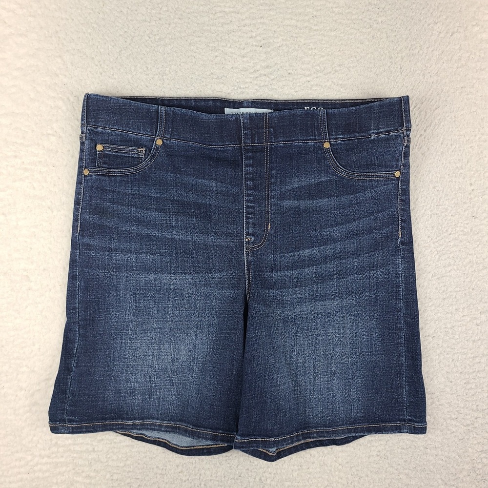 Liverpool Jean Shorts Womens 12/31 Eco Logical Pull On 7" Blue Bermuda Denim